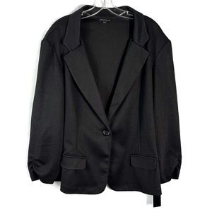 Courtenay Black Textured Material Button Front Blazer Jacket Plus Size 3X NWT